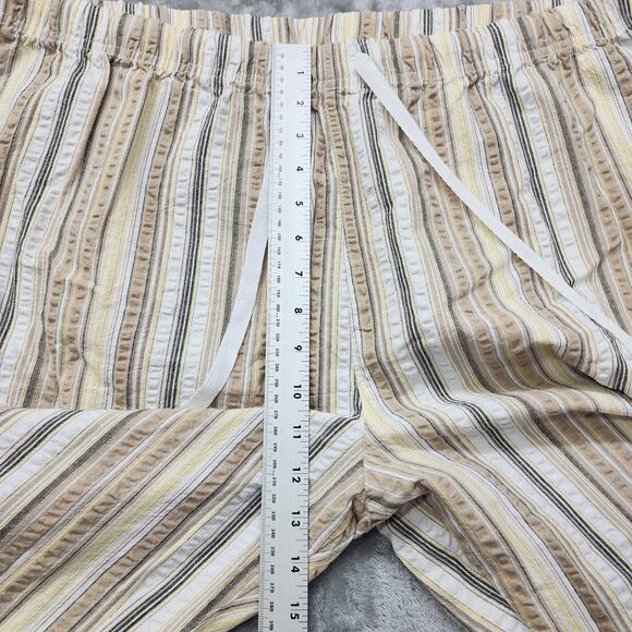 Vintage Basic Editions Pants Womens XXL Tan Yellow Striped Pull On Cargo Capri - Picture 7 of 10